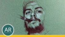 Zum 50. Todestag von Che Guevara - Porträtzeichnung mit rotem Kulli. Mappenkurs Kunst-M-fJN8LgsxI