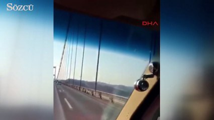 Köprüden ayakları dışarıda geçti