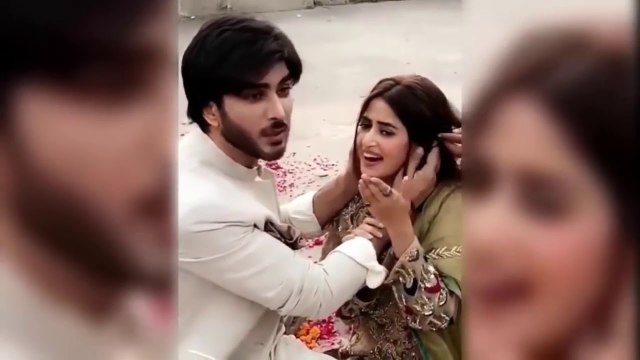 Sajal Ali and Imran Abbas try to kisses each other Before the Shooting of Noor ul Ain Drama