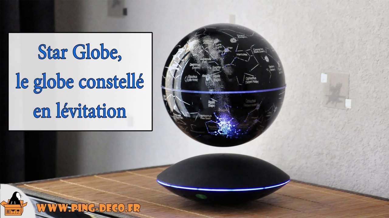 StarGlobe - Globe Constellations sur base électromagnétique design noire avec induction