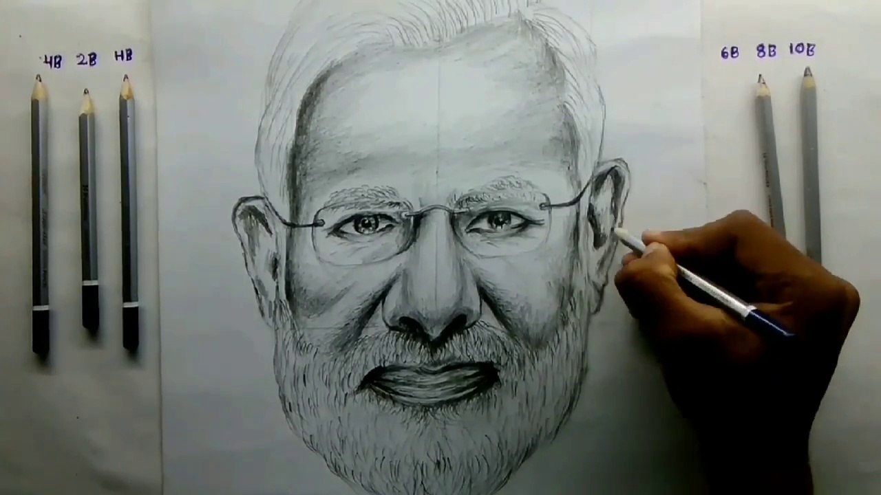 How to draw Narendra Modi step by step tutorial for beginners