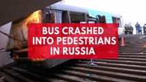 Bus crashes into pedestrian underpass in Russia
