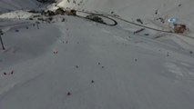 Havadan Görüntülenen Palandöken Kayak Merkezi Yılbaşı İçin Hazır