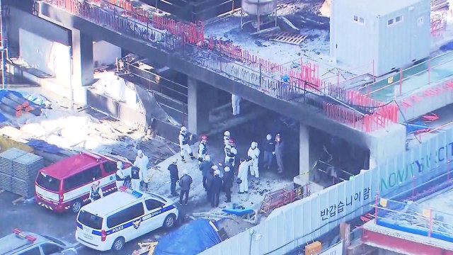 수원 광교 화재 현장 합동감식 진행 / YTN