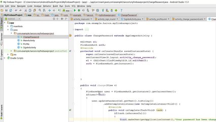 How to change Firebase password & delete account in Android Studio Part 5