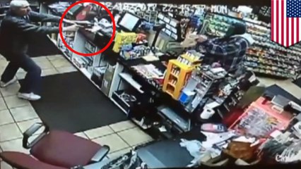 Download Video: Robbery fail: Clerk scares off knife-wielding robber - TomoNews