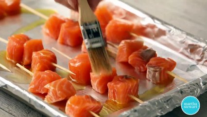 Broiled Salmon Skewers with Smashed Potatoes- Martha Stewart-afnxR3Z-Kd8