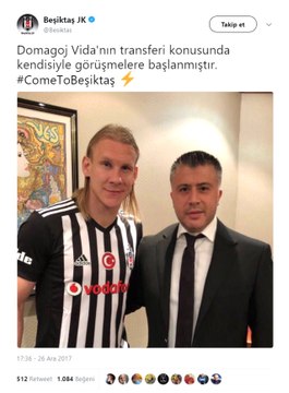 Beşiktaş Hırvat Yıldız Domagoj Vida'yı KAP'a Bildirdi