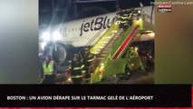 Boston : Un avion dérape sur le tarmac gelé de l’aéroport (Vidéo)