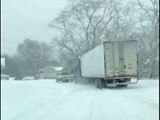 Pick-Up Truck Tows Tractor-Trailer in Ohio Lake-Effect Snow