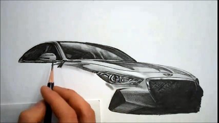 연필그림 - 자동차그리기 [제네시스(genesis) g70] / Pencil sketch [Speed drawing]