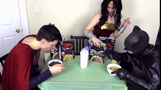 Batman V Superman Eating Cereal | Superheroes | Spiderman | Superman | Frozen Elsa | Joker