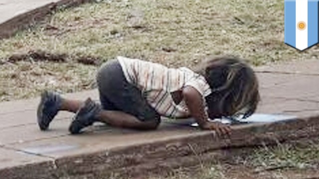 Argentinian toddler drinking puddle water sparks outrage