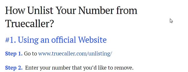 How to Remove or unlist your Number from Truecaller Database