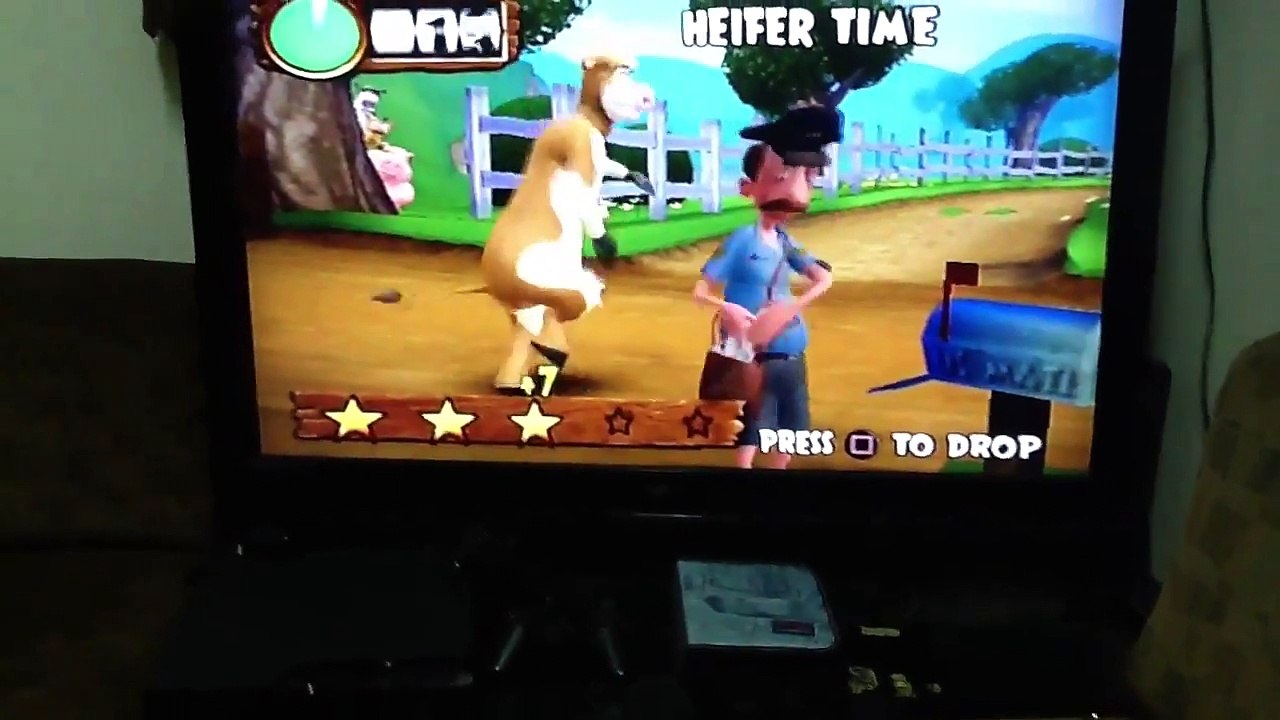 Back at the barnyard tease the mailman