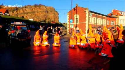 Wacky costumes dominate at Boxing Day Dip in UK's Whitby