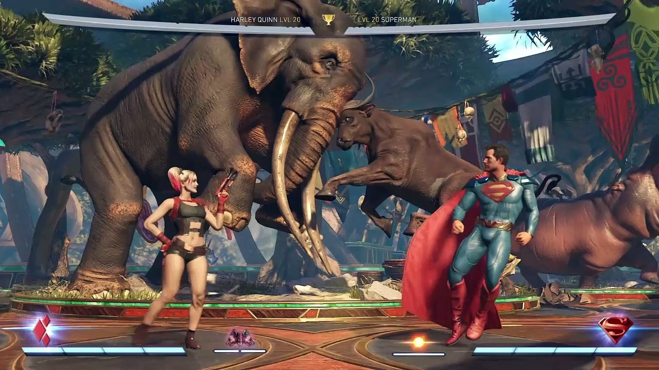 Superman countering Harley's Gunshot