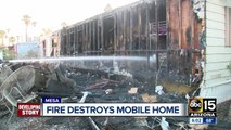 Fire destroys mobile home in Mesa