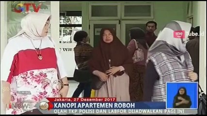 Polisi Olah TKP Kanopi Apartemen Roboh