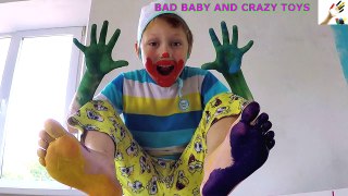 Baby Learn Colors with Foot and Hand Paint Emoji _ Finger Family Song and Nursery Rhyme