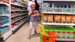 Bad Kid & Baby Doll doing shopping Crying for Candy Supermarket Songs for Kids John
