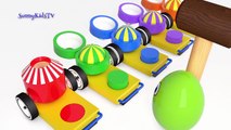 Learn colors with Surprise eggs Balls and Hammer 3D Cartoons for childr