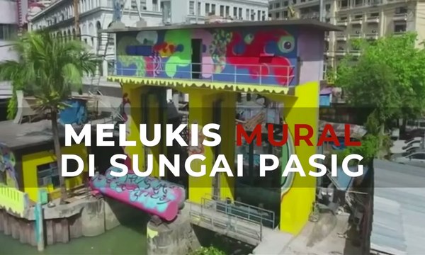 Melukis Mural di Sungai Pasig