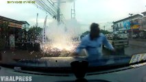 Electricity Cables Explode Over Man