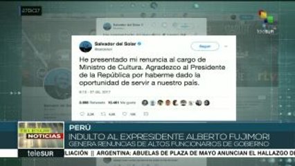 Ministro de Cultura de Perú renuncia tras indulto a Fujimori