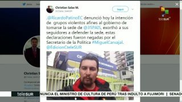 Ecuador: Patiño denuncia la posible toma de la sede de Alianza País