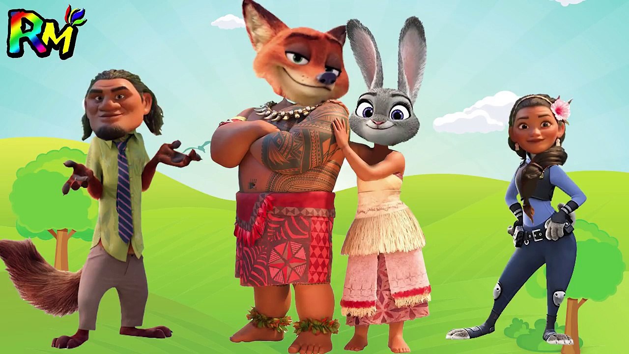 Wrong Heads Zootopia Moana Family Finger family Nursery Rhymes fo