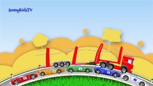 Cars and Trucks for Kids. Learn Numbers. Car Transporter. C