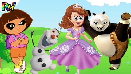 Скачать видео: Wrong Eyes Sofia the first Olaf Kung Fu Panda Dora the explorer Finger family song for kids