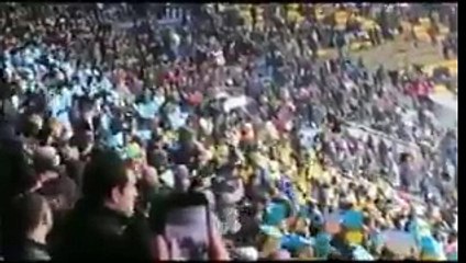 Грузинские болельщики растянули на трибунах флаги Украины