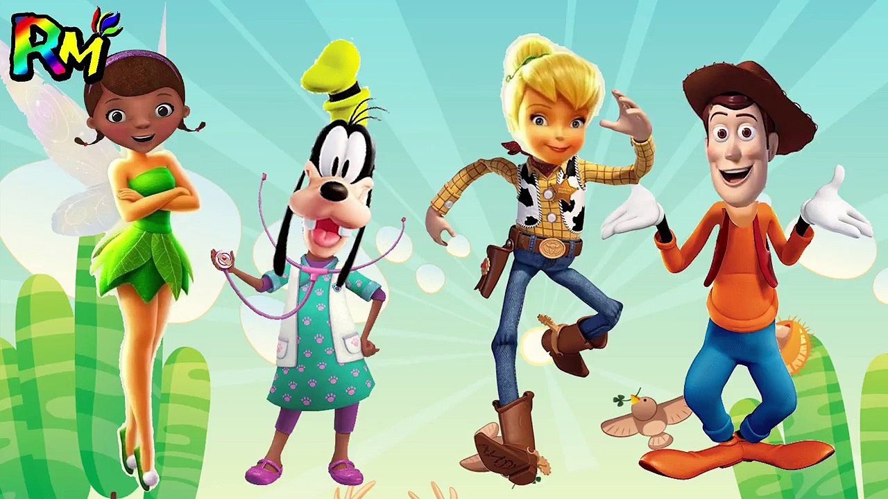 Wrong Heads Toy Story Woody Doc McStuffins Tinkerbell Goofy Finger family Nurery Rhymes for