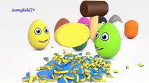 Learn colors Learn shapes Surprise eggs and Hammer Part 2 3D Cartoons for childre