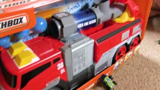 Cars for Kids _ Matchbox Hot Wheels SUPERBLAST Firetruck and Power Launch Trucks