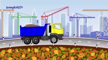 Vehicles for kids. Excavator. Dump and Crane Trucks. Wheel Loader. Cartoon f