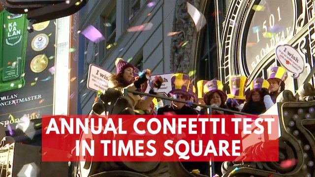 Colorful confetti rains down on Times Square ahead of new year's eve celebration