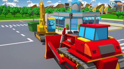 Yellow Excavator Plays with Balls - 3D Cartoon Compilation Cars & Trucks for kids