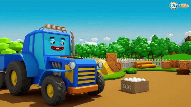 Yellow Excavator playing with Tractor | Little Cars & Trucks New Cartoon for kids