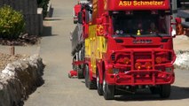 rc Scania tow truck action! roadworker parcour germany