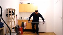 Strongman bending three steel bars at once
