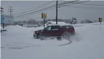 Man Clears Fresh Snow by Doing Donuts in Erie Parking Lot