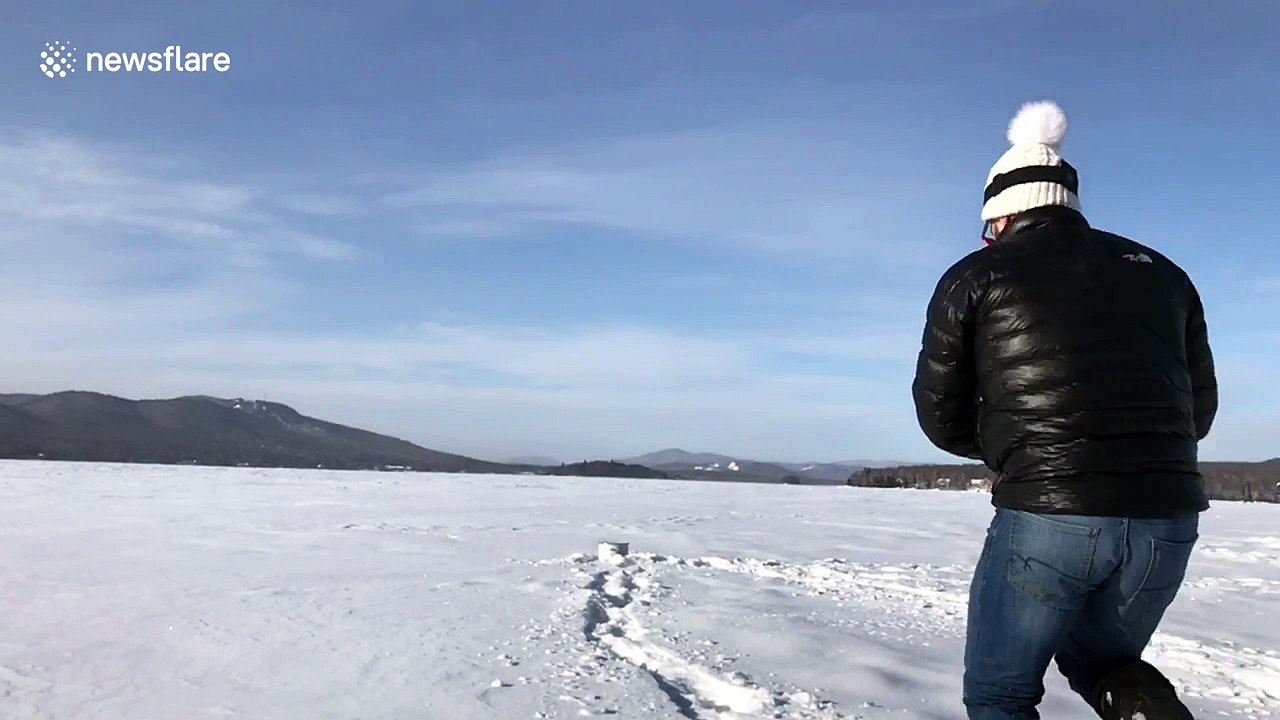 Man throws huge pot of boiling water into -29 Celsuis Canada air