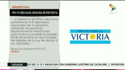 Argentina: Frente para la Victoria rechaza criminalización de protesta