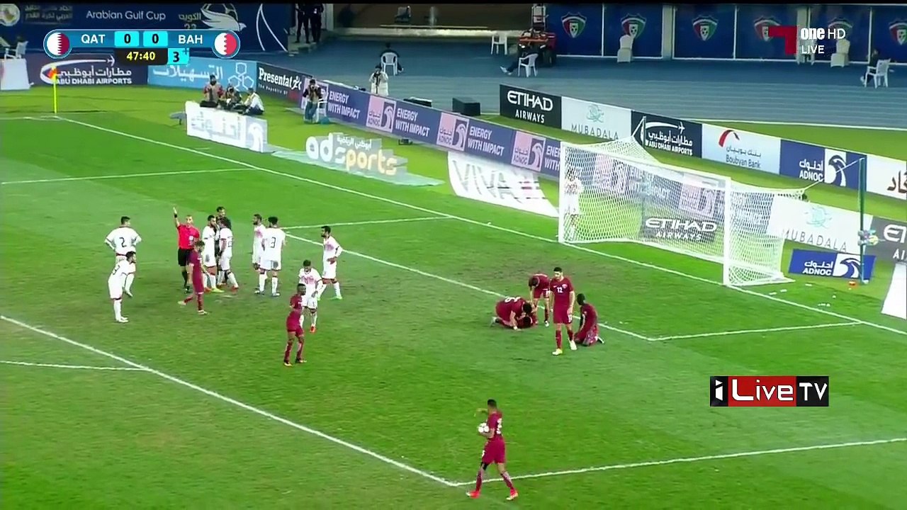 أهداف مباراة قطر 1-1 البحرين (كأس الخليج) تعليق يوسف سيف العنابي يغادر المسابقة 29/12/2017
