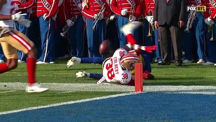 Fifty-yard sideline pass play ruled complete to Mike Thomas