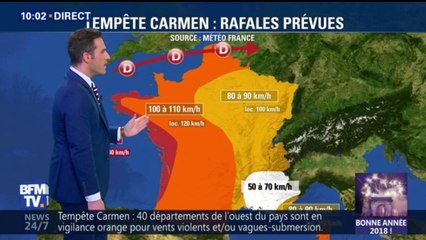 Tempête Carmen: de fortes rafales de vent attendues sur le territoire ce 1er janvier