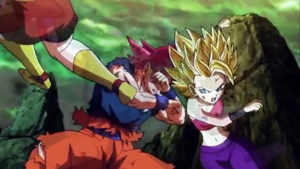 Goku Turns Super Saiyan God Against Caulifla and Kale - Dragon Ball Super Episode 114 English Sub